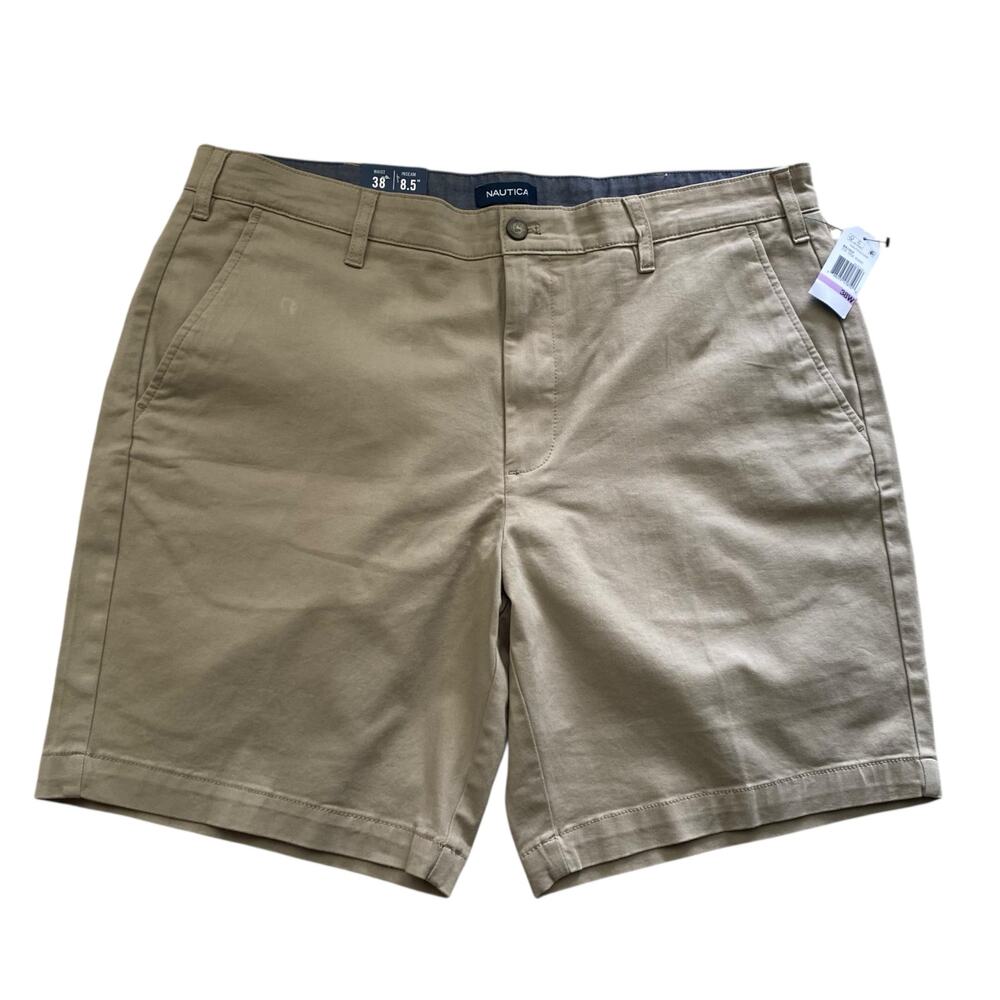 NWT Nautica Size 38 Casual The Deck Short Classic Fit Stretch 8.5" Inseam Khaki